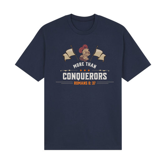 "More Than Conquerors - Romans 8:37" Basic Shirt - Christian Apparel